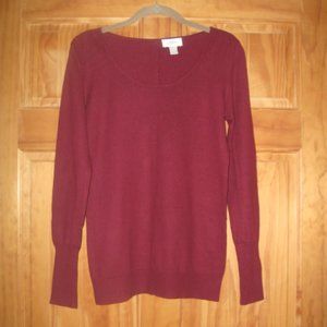 Ann Taylor LOFT Burgundy Scoop Neck Sweater